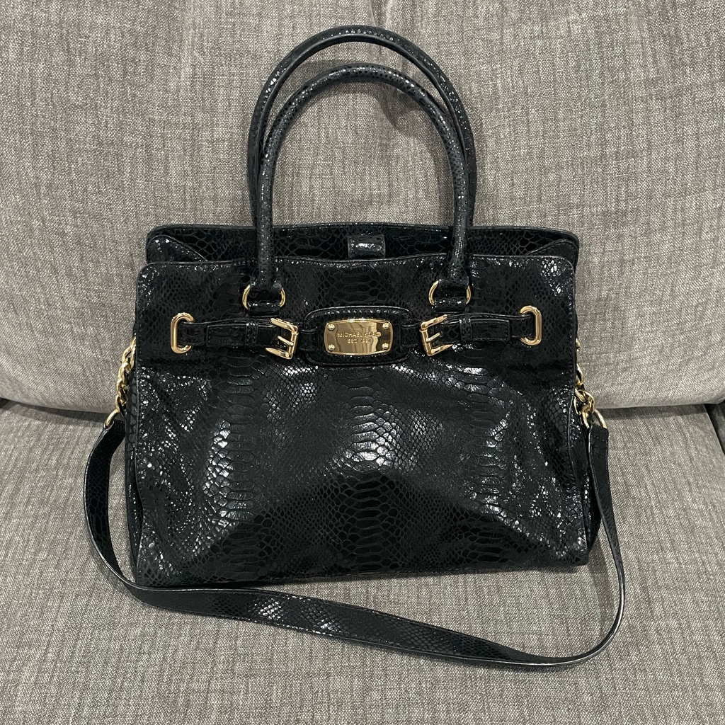 Michael Kors Black Embossed Python Bag